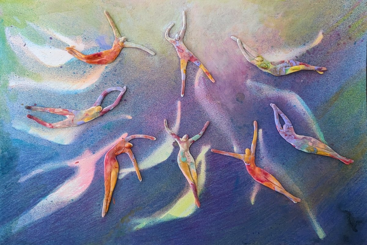 Expressive Portrait Collage By Karen Wilcox, 15 X 11", Joy, Original Artwork