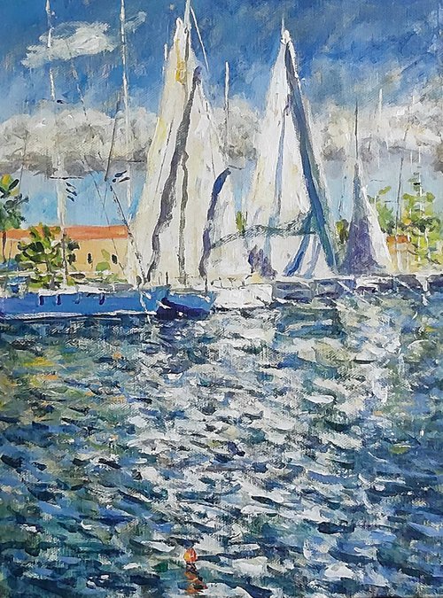 White sails by Dimitris Voyiazoglou