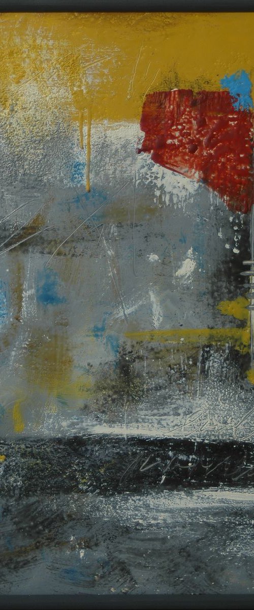 Original abstract painting. "Inevitable Encounter". Encaustic Technique. by Rumen Spasov