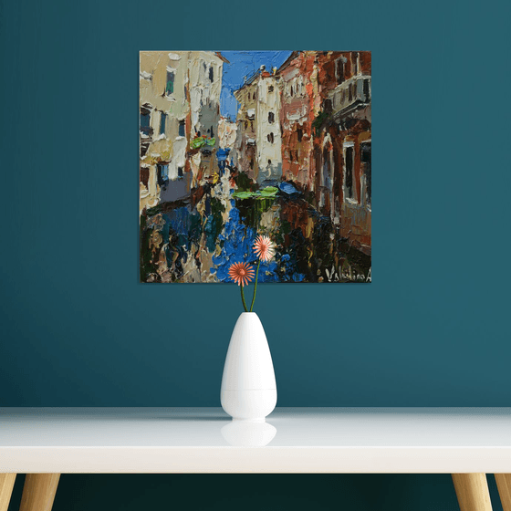 Venice. italian landscape- Original impasto landscape painting textured Oil painting Italy wall art