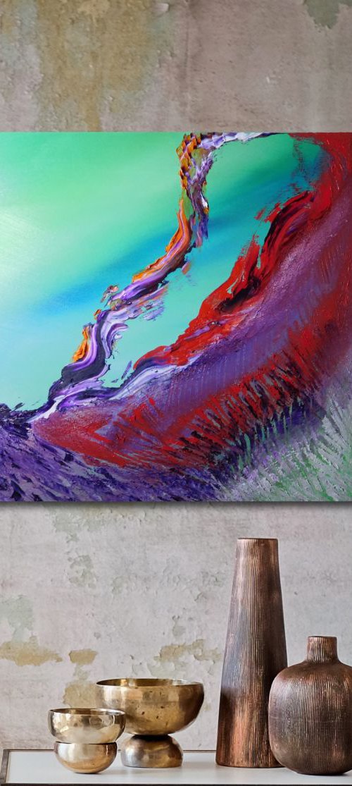 Continuum III - 40x40 cm,  Original abstract painting, oil on canvas by Davide De Palma