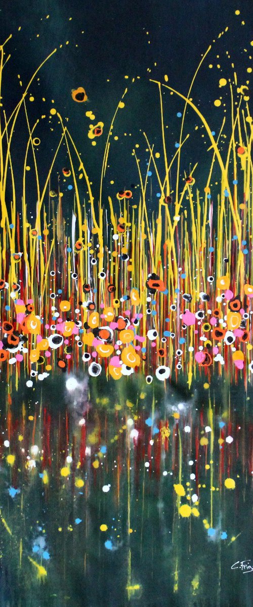 "Technicolor Dream" #25- Large original abstract floral painting by Cecilia Frigati