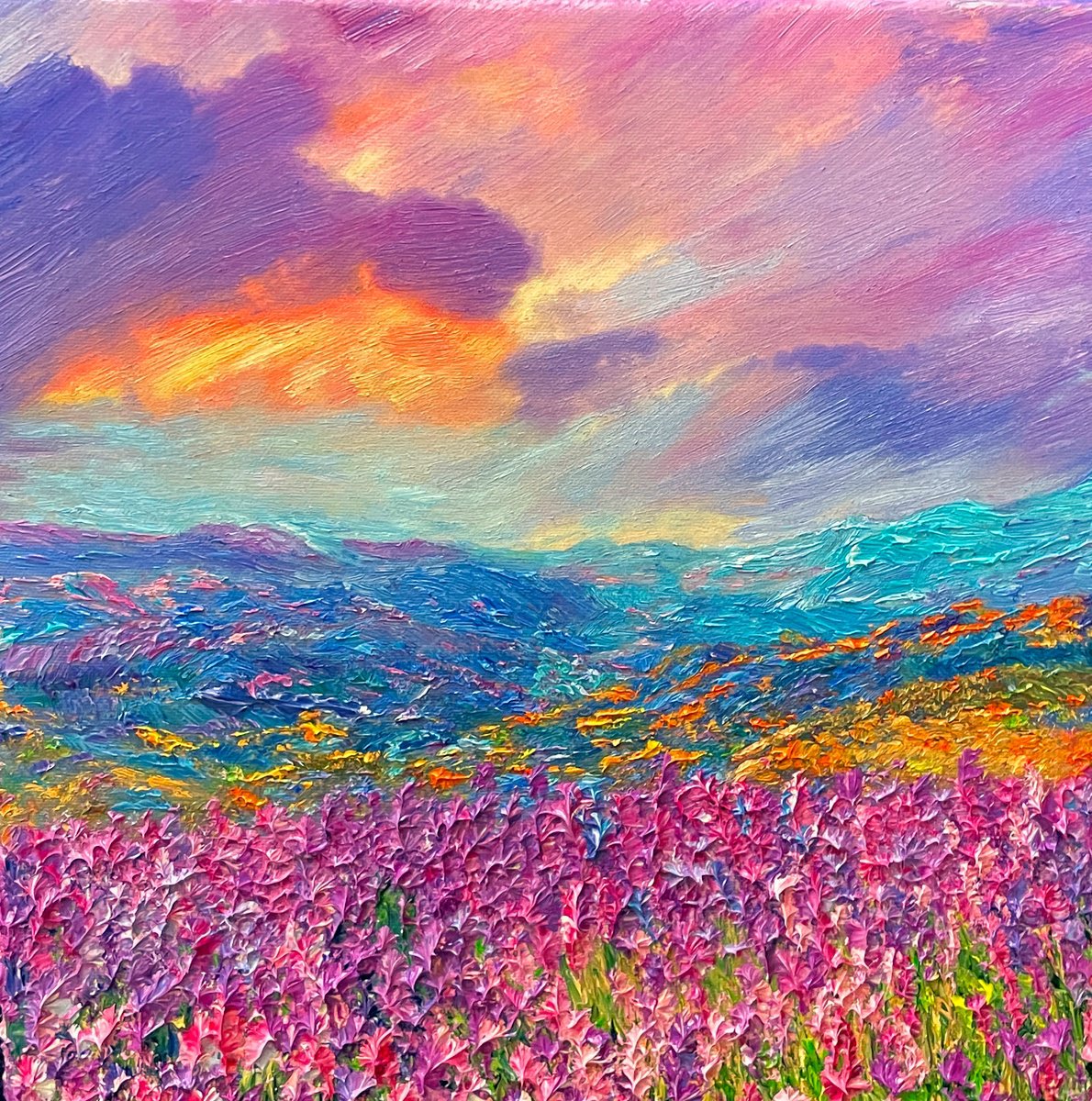 Impressionistic Landscape Oil Painting By Kenneth Halvorsen, 18 X 18", Spring Back To Life, Original Artwork