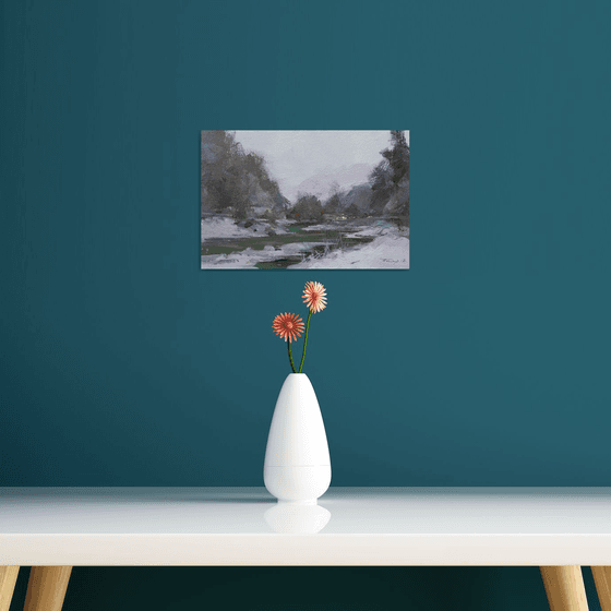 Small oil winter painting - Winter Song