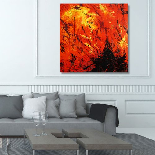 Pyromania (90 x 90 cm) (36 x 36 inches) XL oil by Ansgar Dressler