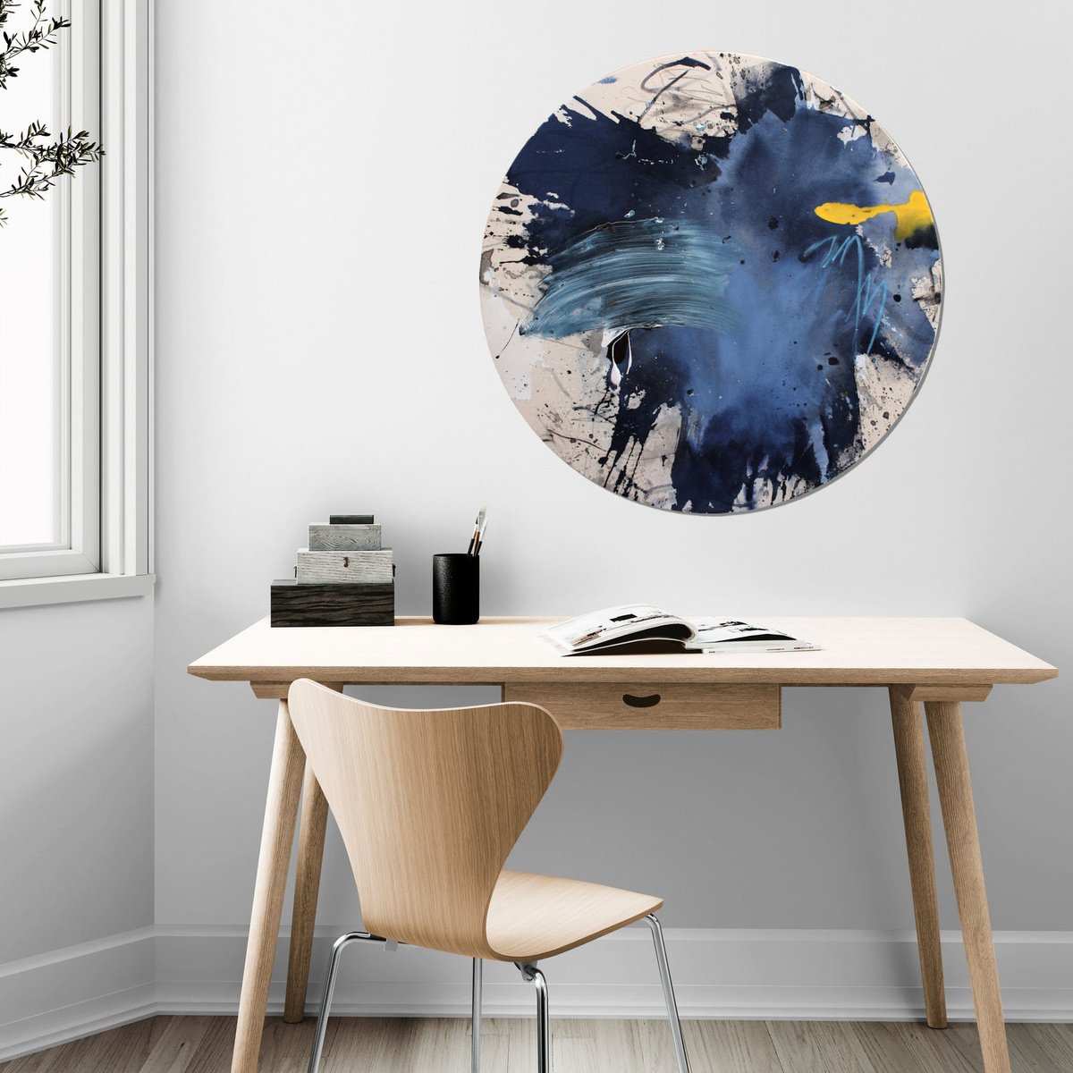 Expressive Painting , Blue Hour (Circle) By Daniela Schweinsberg, 31 X 31, Artwork For Sale On Artfinder