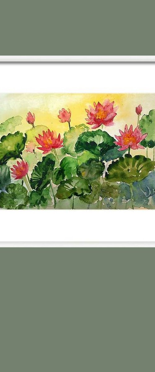 Sunset Water lilies - 1 by Asha Shenoy