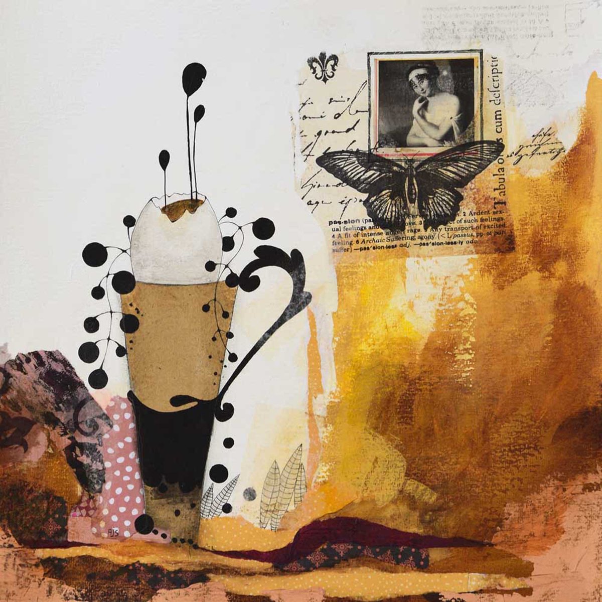 Surrealistic Still Life Collage By Armandine Js, 14 X 14, Mes Cocottes, Original Artwork