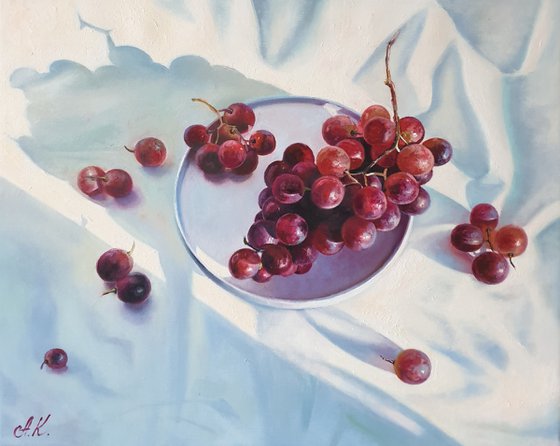 "Sunny grapes."  still life summer liGHt original painting  GIFT (2020)