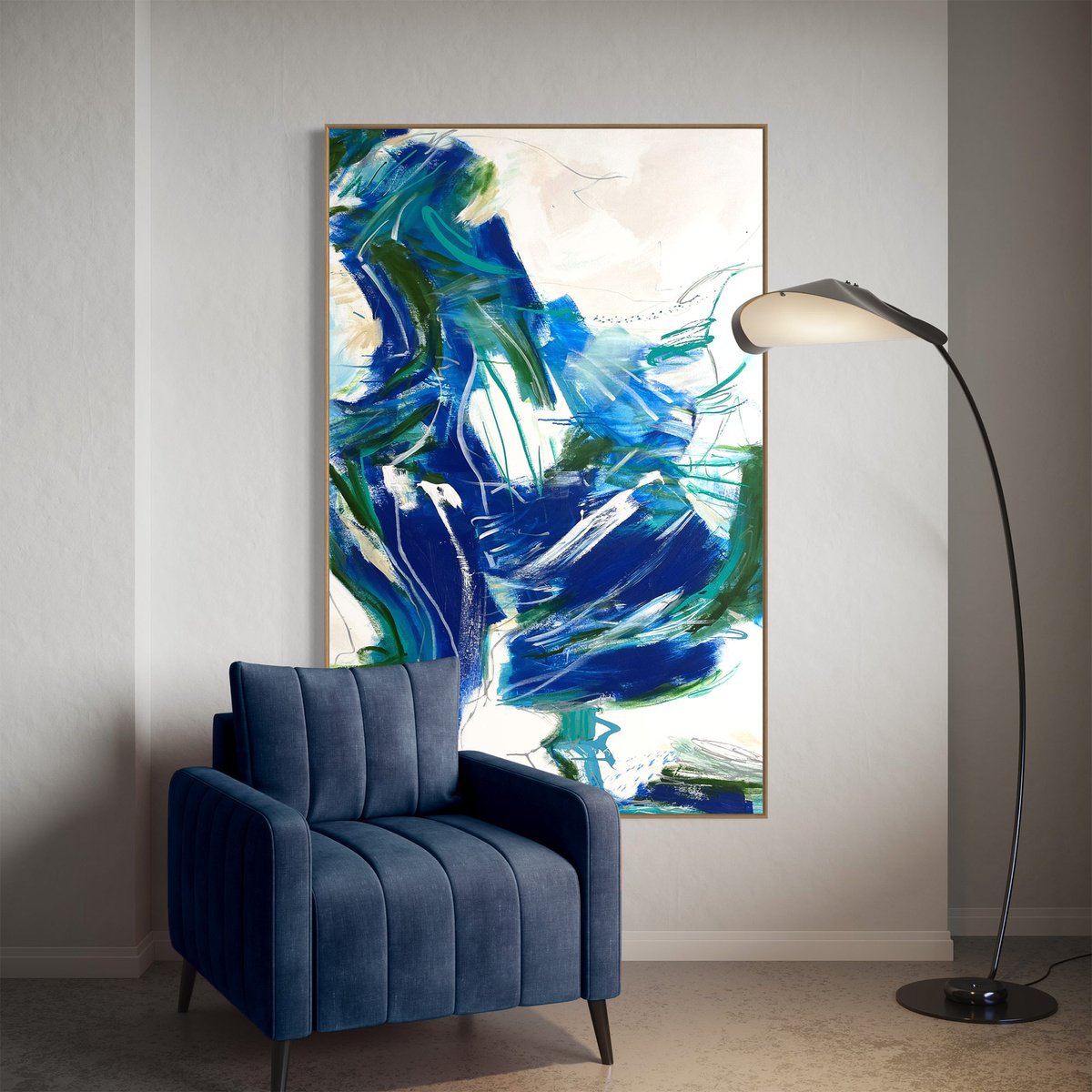 Abstract Landscape Acrylic Painting By Cheryl Harrison, 37 X 59, Sea Glimpse, Original Artwork