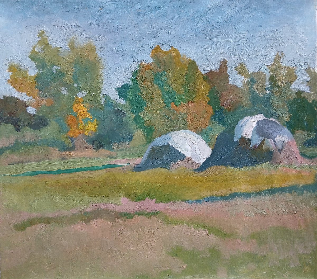 Impressionistic Landscape Oil Painting By Vasyl Koval, 20 X 18", Rural Motif, Original Artwork