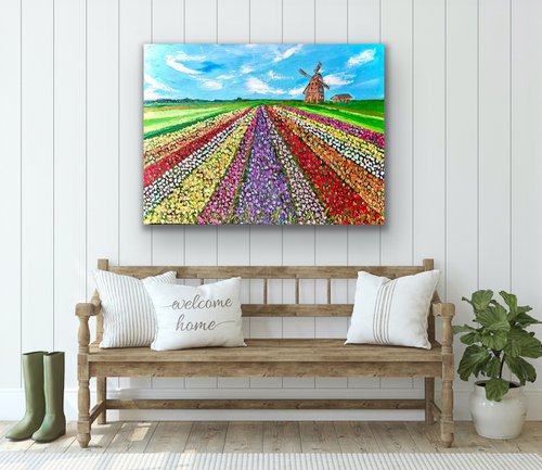 Chasing Rainbow - Tulip Field Holland by Pooja Verma