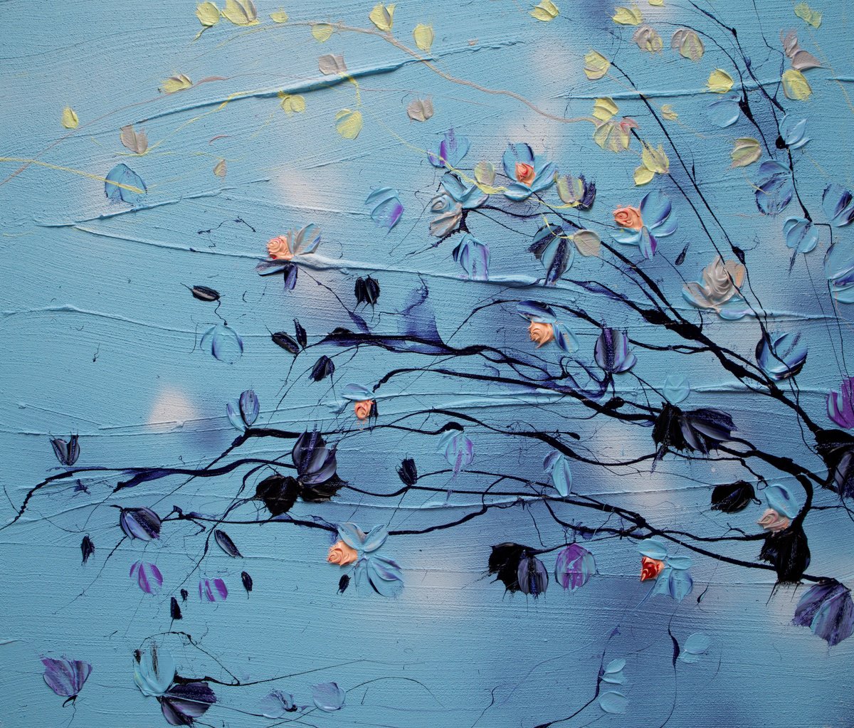 Acrylic floral painting ,,Flowing Air" by Anastassia Skopp