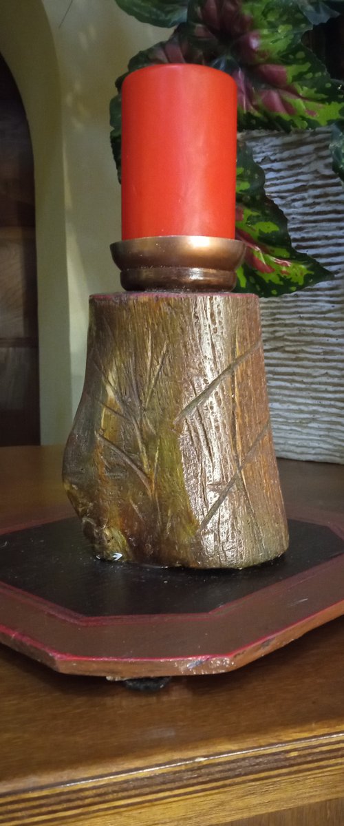 Rustic wood carving - candle holder by Monika Wawrzyniak