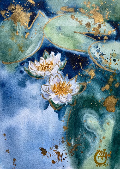 Golden Water Lilies by Valeria Golovenkina