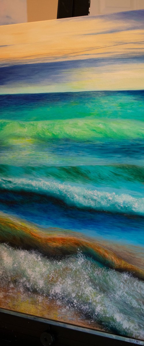 Dream Waves - Abstract Seascape in Oil by Nikolina Andrea Seascapes and Abstracts