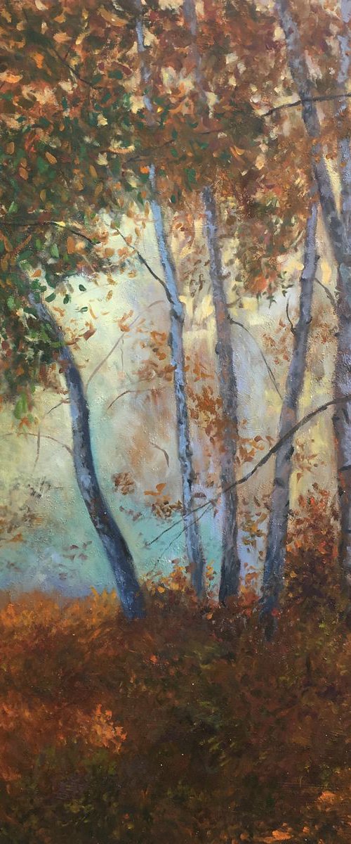 Autumn Forest, Autumn Landscape Art, Realistic Artwork by Leo Khomich