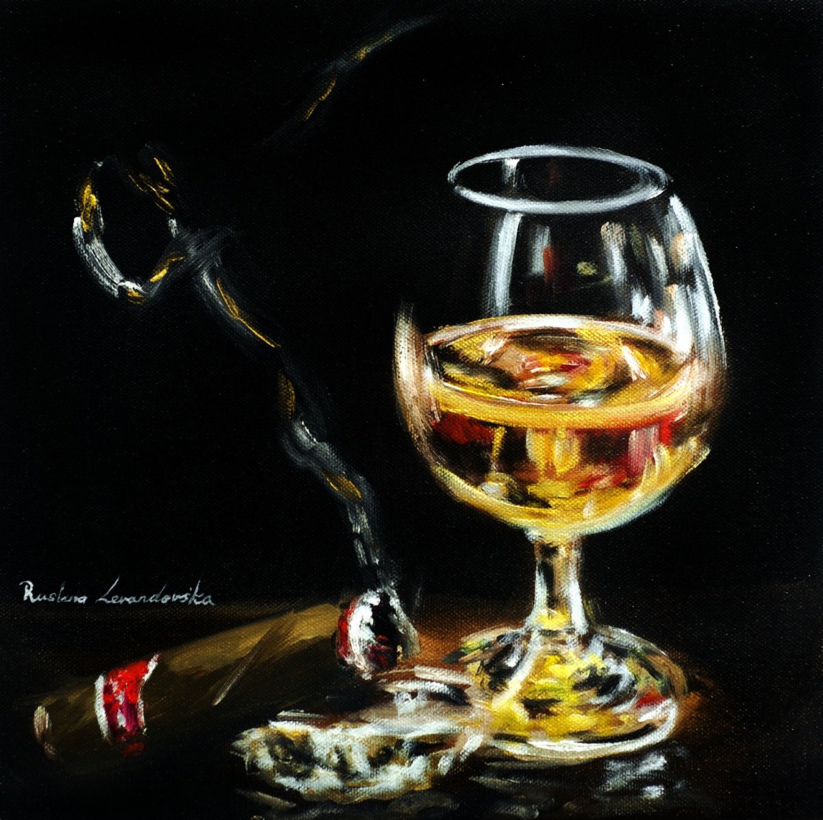 Photorealistic Still Life Oil Painting By Ruslana Levandovska, 12 X 12", A Gentleman