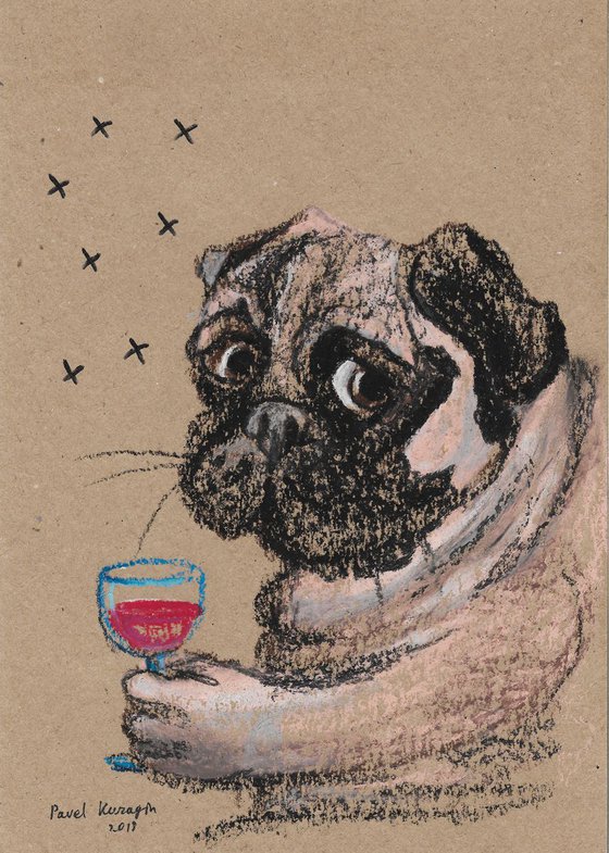 Pug and wine