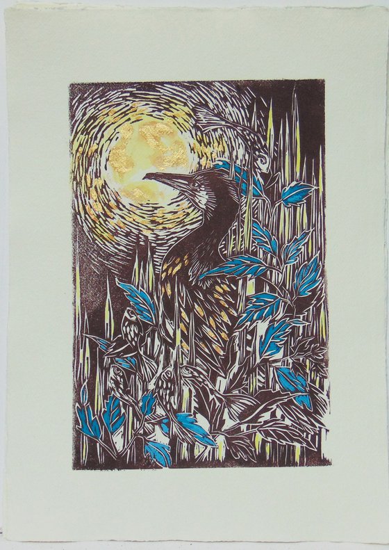 Cormorant linocut, A3