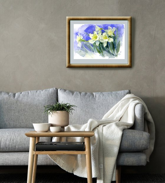 Watercolor daffodil painting