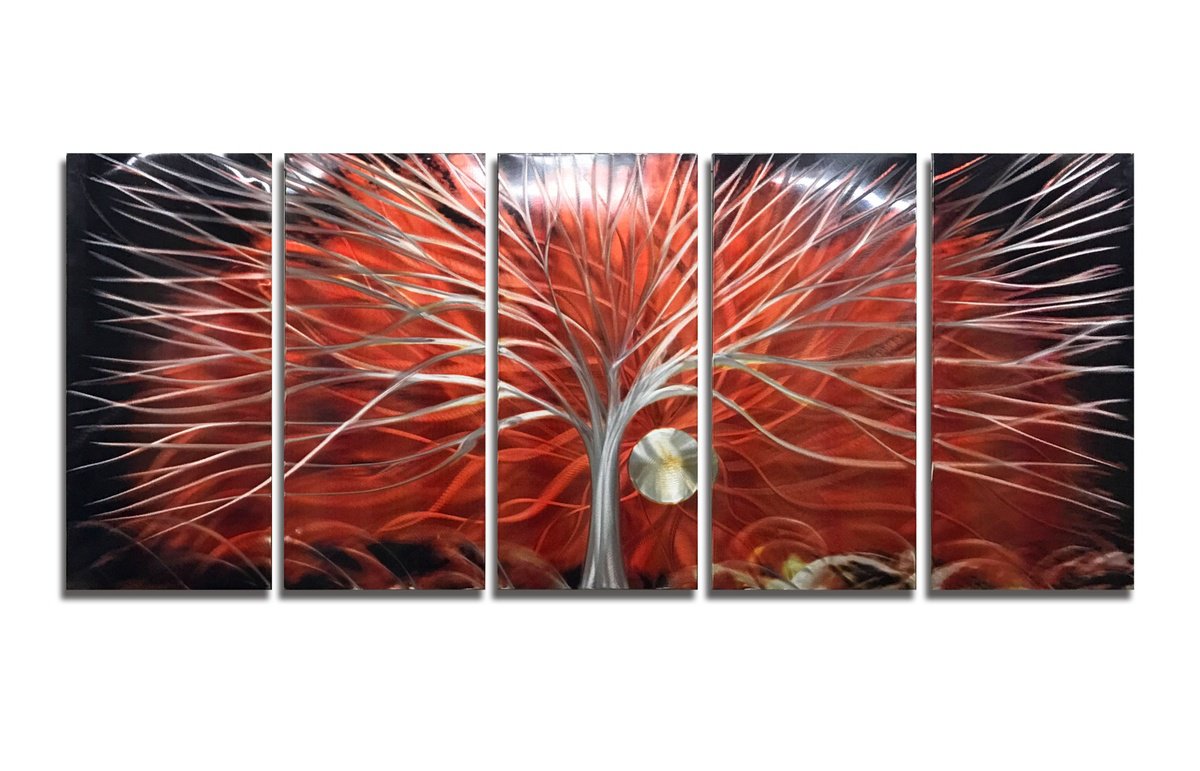 Abstract Painting By Dong Su, 64 X 25, Tree Of Fire, Original Artwork