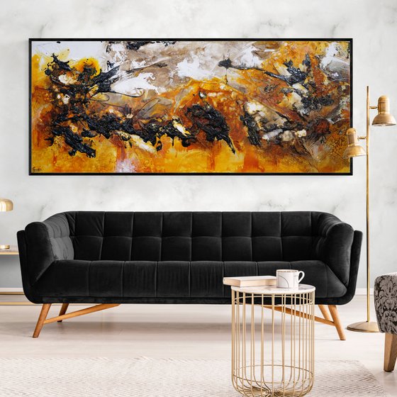 Illicit Sienna 240cm x 100cm Textured Abstract Art