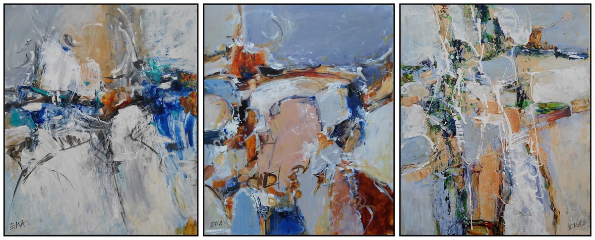 GALLERY WALL - Winter impression, set of 3 paintings by Emilia Milcheva