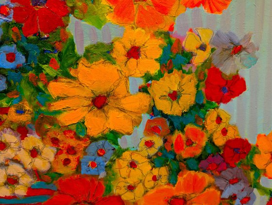 Striped wase with Flowers.