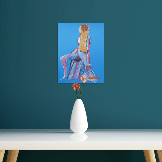 Standing Nude on Blue