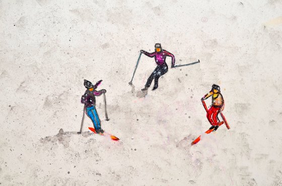 Winter Skiing landscape miniature figures