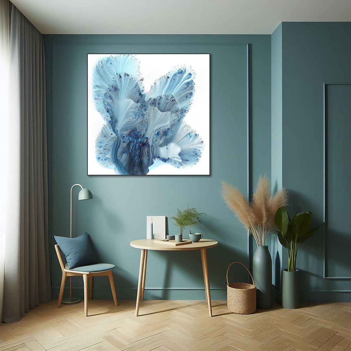 Abstract Botanical Acrylic Painting By Muriel Napoli, 39 X 39", Nature 364, Original Artwork