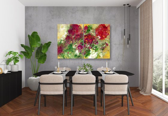 Promise Garden - diptych - 2 paintings