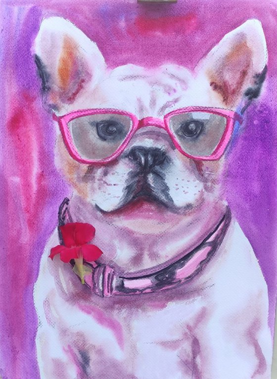 Pink French Bulldog Modern