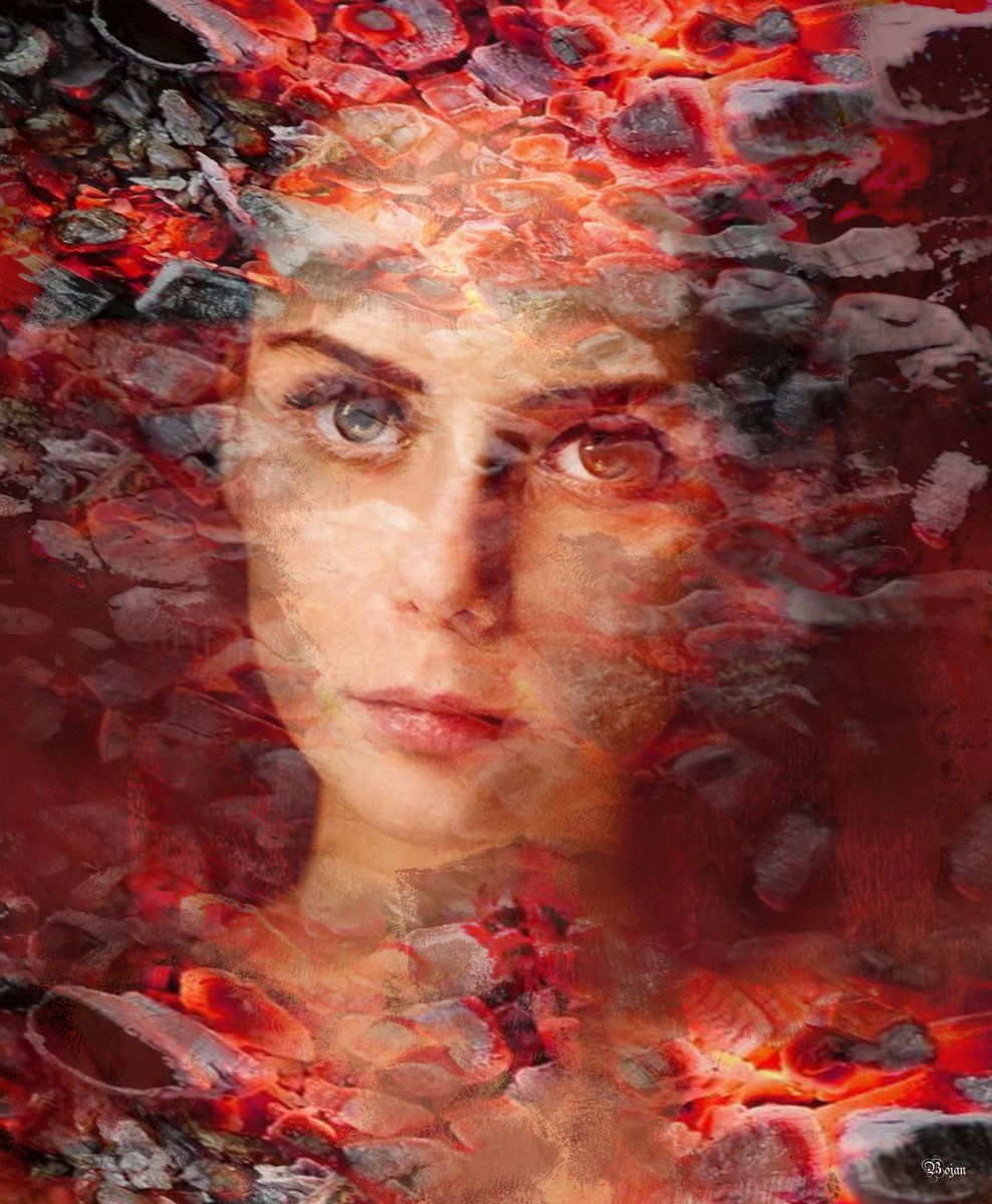 Illustrative Portrait Photograph By Bojan Jevtic, 36 X 43, Fire On Fire, Original Artwork