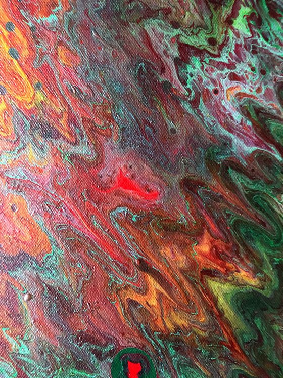 "Up In Flames" - FREE WORLDWIDE SHIPPING - Original Abstract PMS Fluid Acrylic Painting - 24 x 24 inches