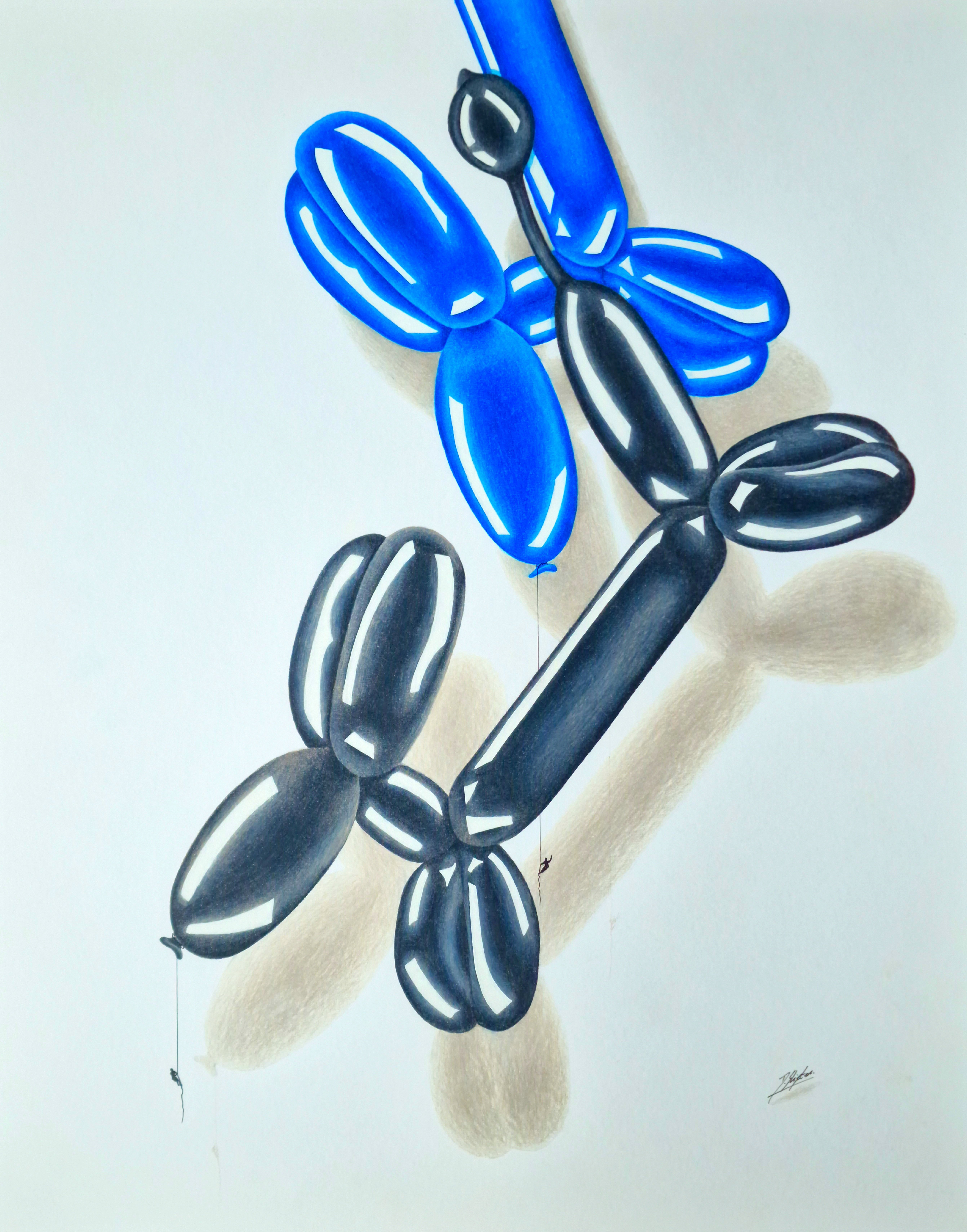 Urban And Pop Still Life Pencil Drawing By Daniel Shipton, 16 X 20, Up Up And Away, Original Artwork