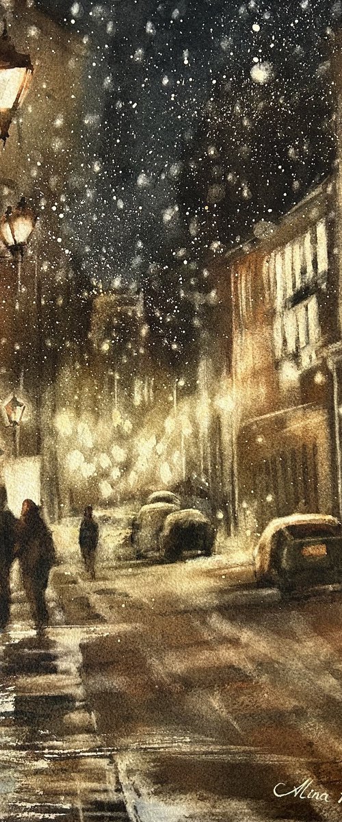 Snowy evening by Alina Karpova