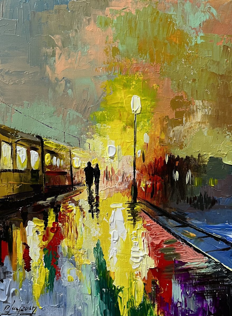 Impressionistic Portrait Oil Painting By Vahe Bagumyan, 12 X 16", Romantic Encounter, Original Artwork