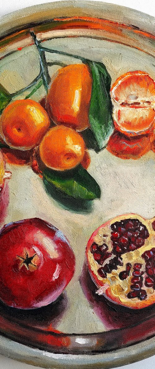 Pomegranates and tangerines by Leyla Demir