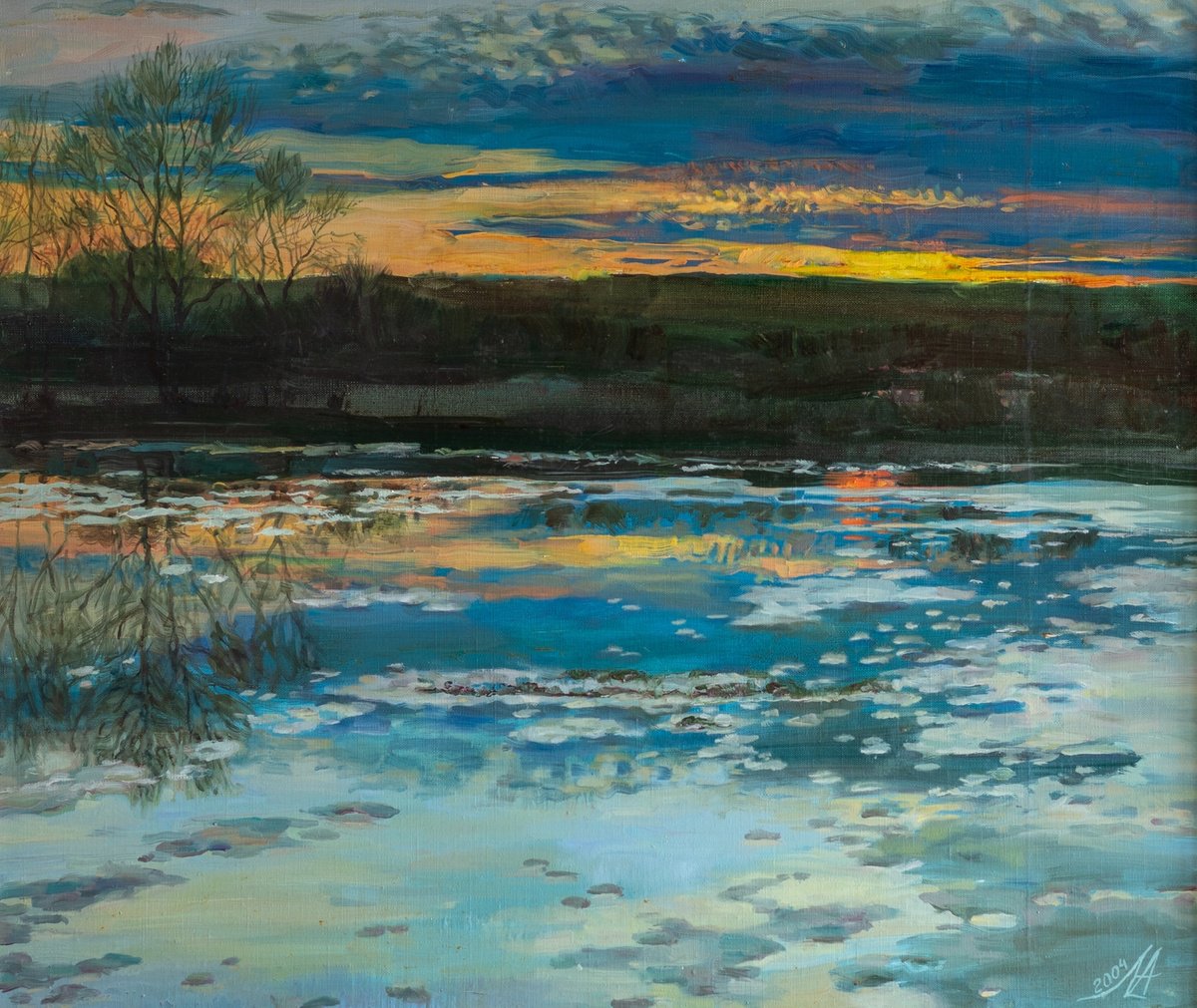 Photorealistic Landscape Oil Painting By Alona Lesnichenko, 30 X 26, Above The Bug River, Original Artwork