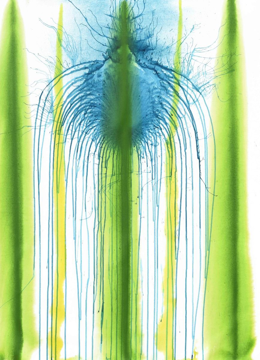 Abstract Acrylic Painting By Sumit Mehndiratta, 32 X 45", Dripology Nº13, Original Artwork