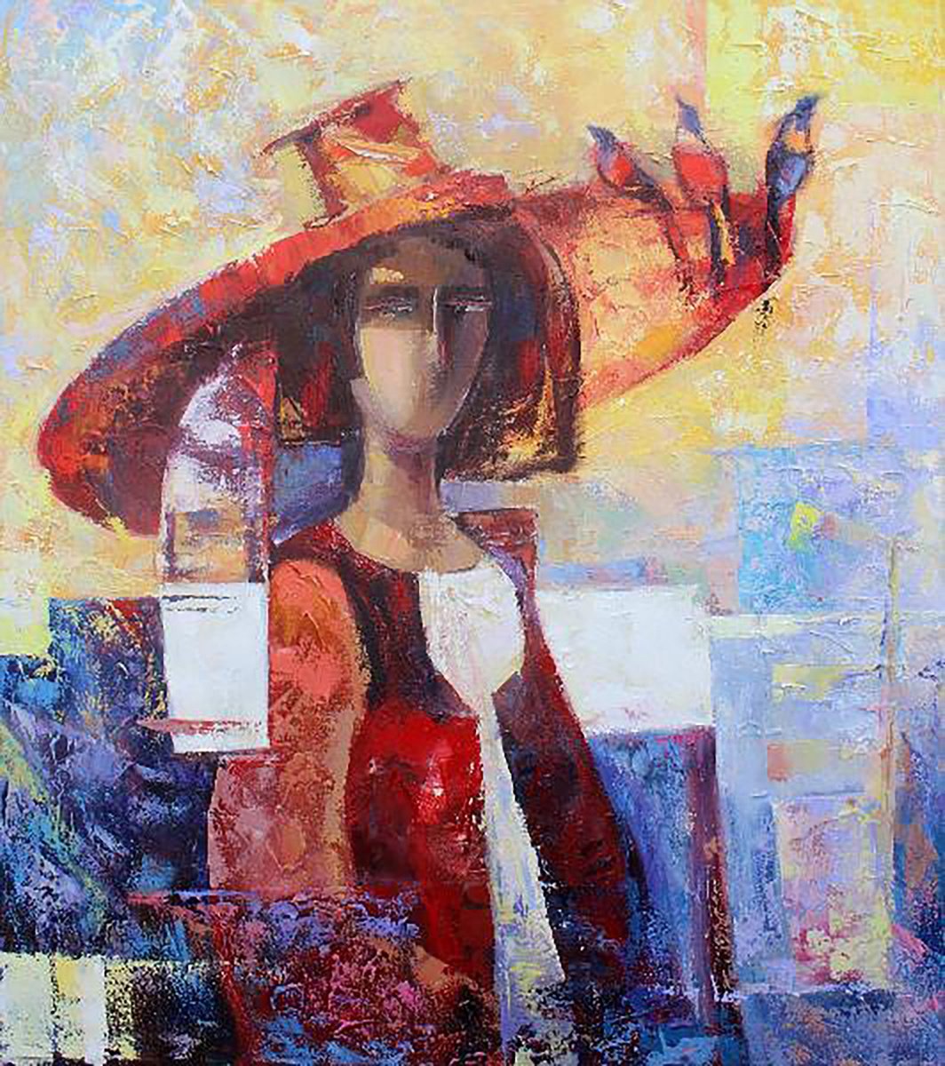 Impressionistic Abstract Oil Painting By Ivan Kirilenko, 31 X 35, Nightingales, Original Artwork