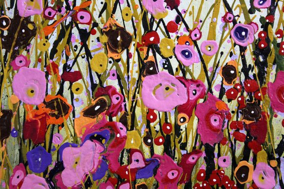 Happy Calamities #2 -  Large Original abstract floral painting