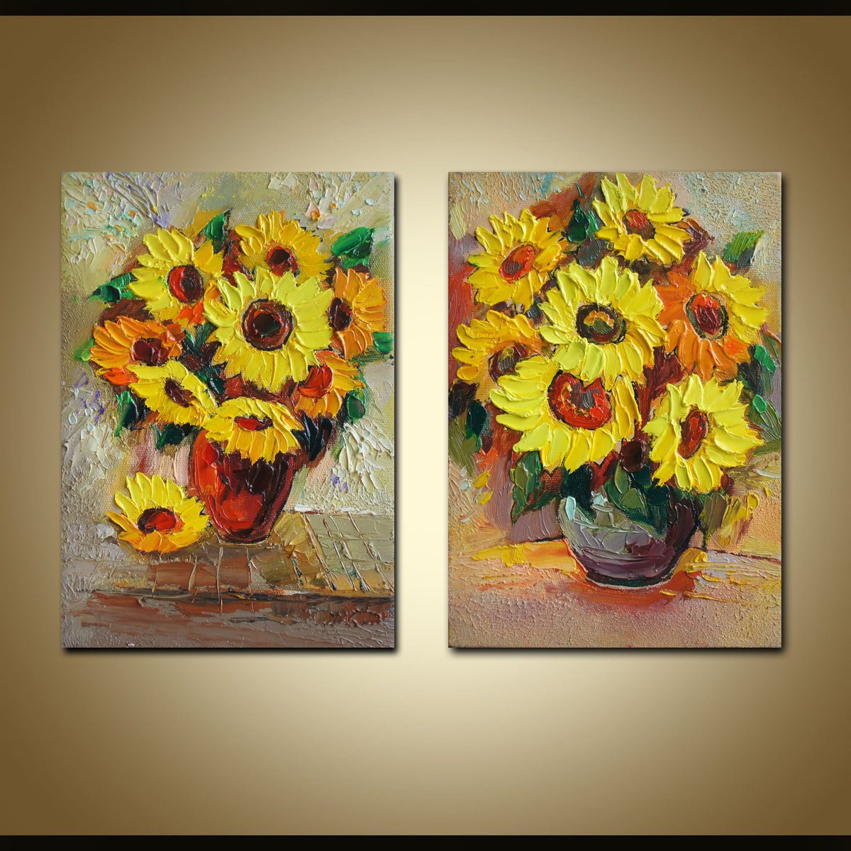 Expressive Botanical Oil Painting By Stanislav Lazarov, 17 X 12", Meeting With The Sun, Original Artwork