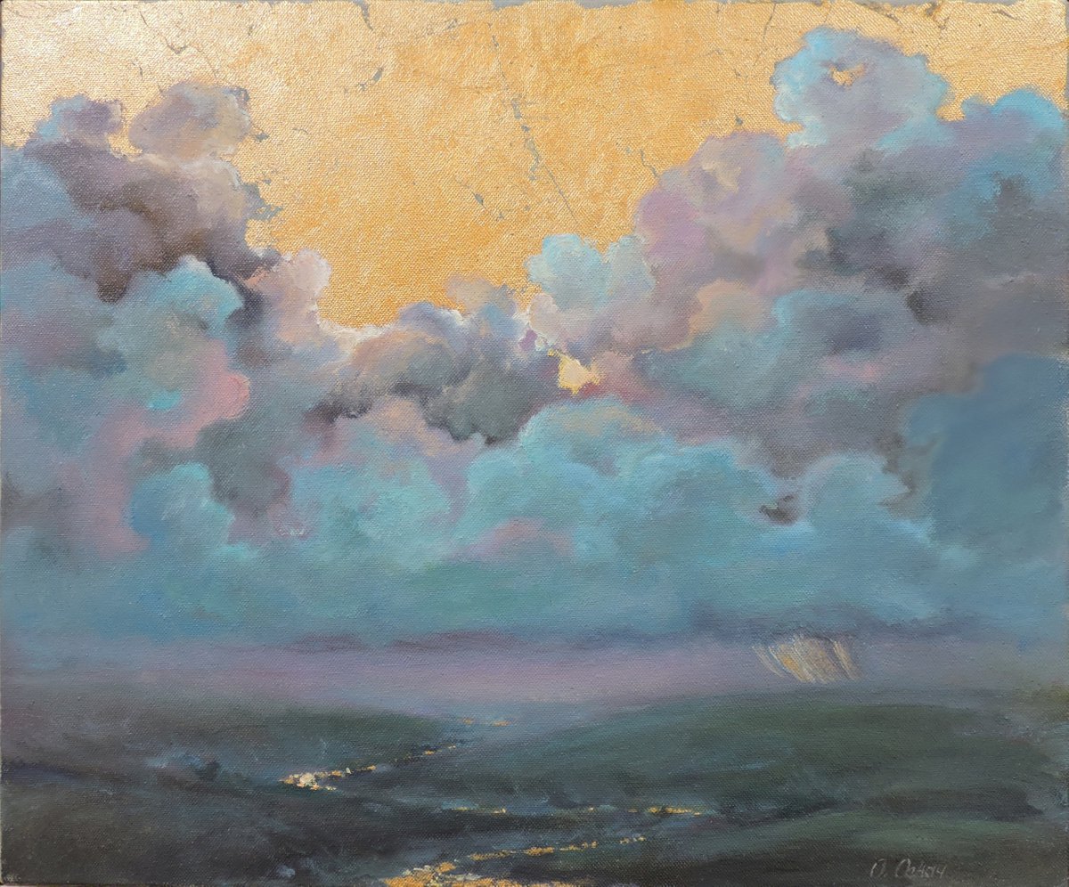 Impressionistic Landscape Oil Painting By Procach Olesia, 24 X 20", Aquarius Era, Original Artwork