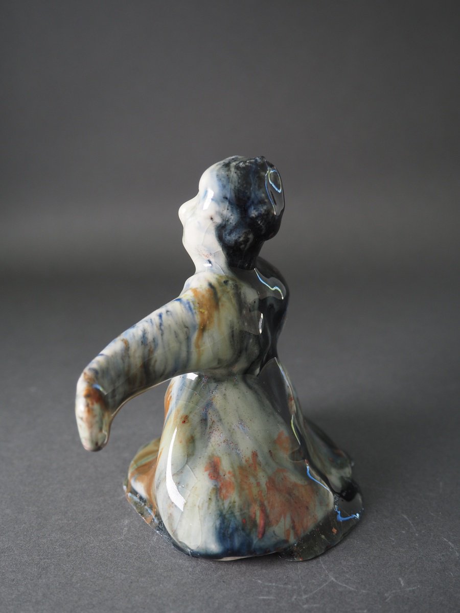 Expressive Abstract Clay Sculpture By Linda Cares, 5 X 5", Mudang, Original Artwork