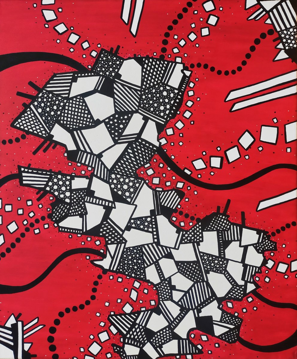 Abstract Acrylic Painting By Riccardo Ticco Capparella, 20 X 24", Eyes Without A Face #2, Original Artwork