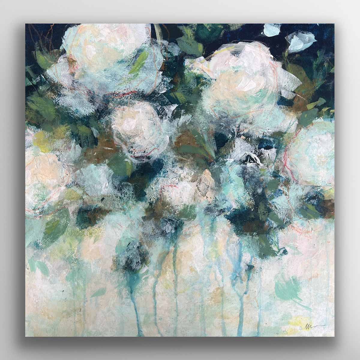 Impressionistic Still Life Acrylic Painting By Melinda Macdonald, 16 X 16", Blooming, Original Artwork