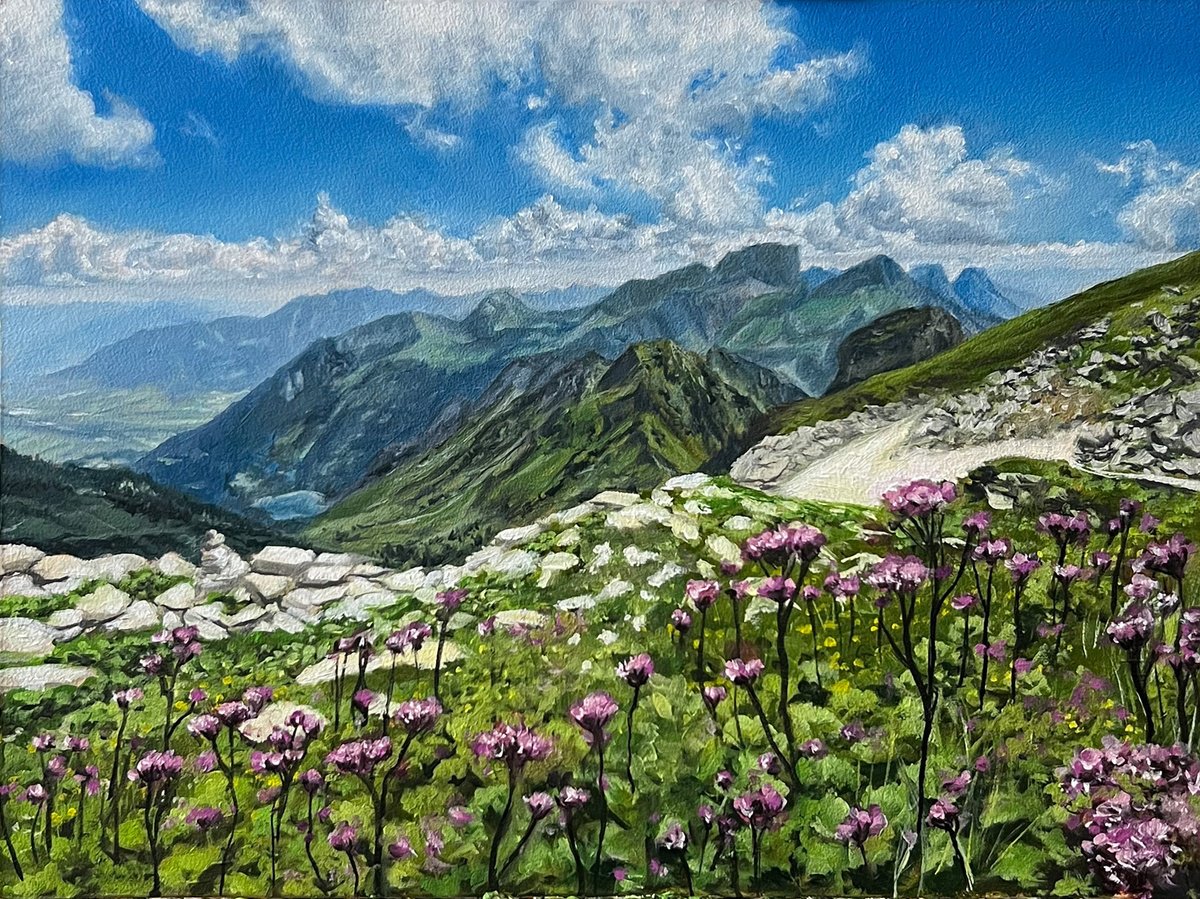 Photorealistic Landscape Oil Painting By Simona Nedeva, 14 X 11", Bloom And Ascent, Original Artwork